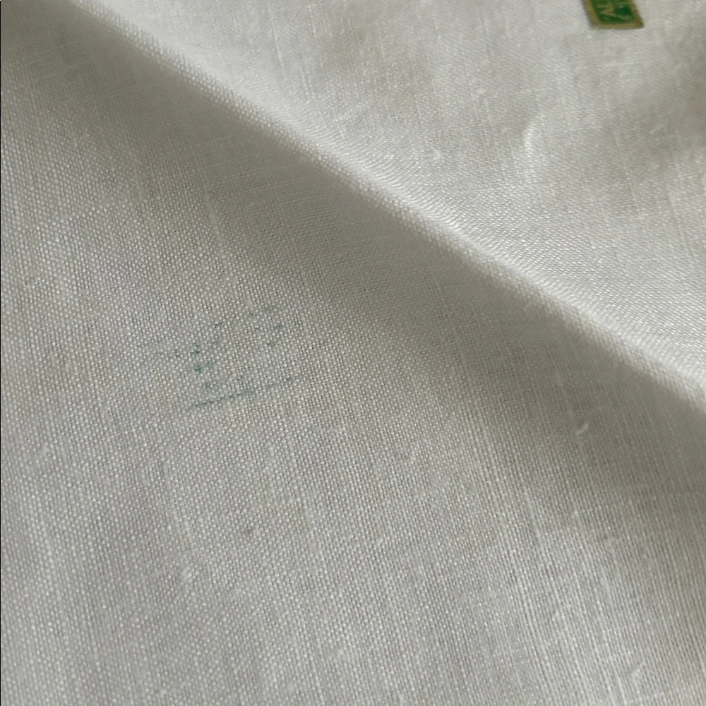 Vintage White Linen  Cocktail Napkins /Handkerchiefs with Pink Crochet Trim